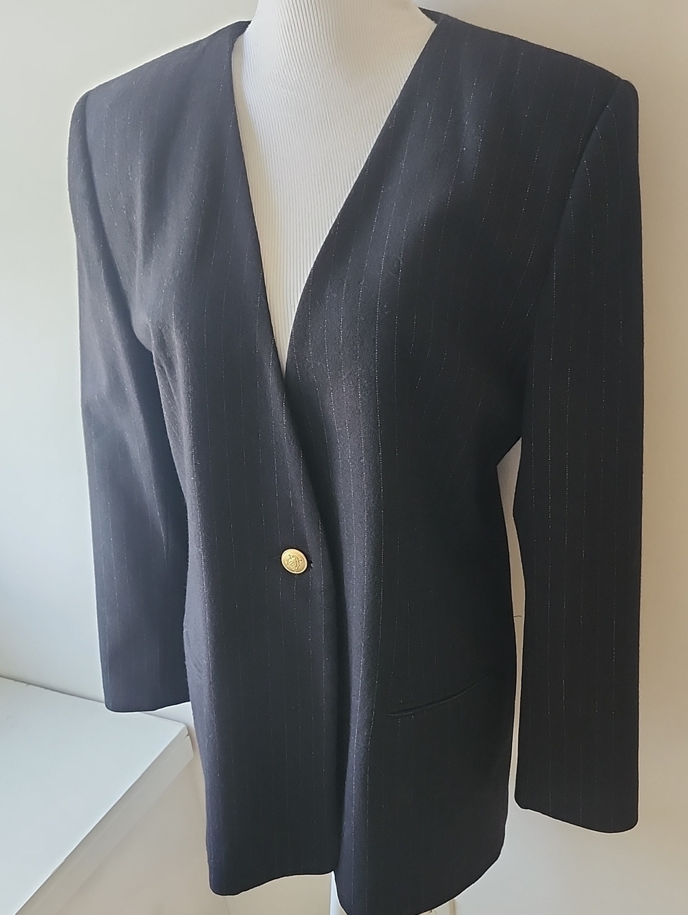 Vintage I.magnin Wool 1 Butyon Pinstripe Blazer Size 12